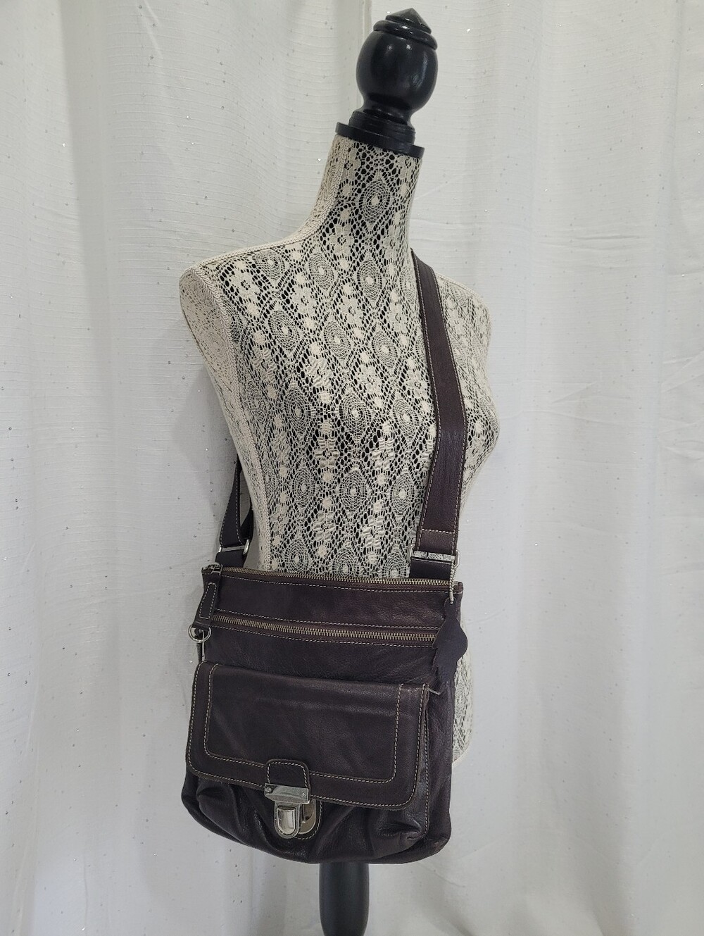 Vintage Roots leather crossbody bag, soft, chocolate brown leather